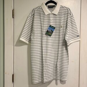 Master Collections XL stripped shirt short sleeve white and green MC901-02